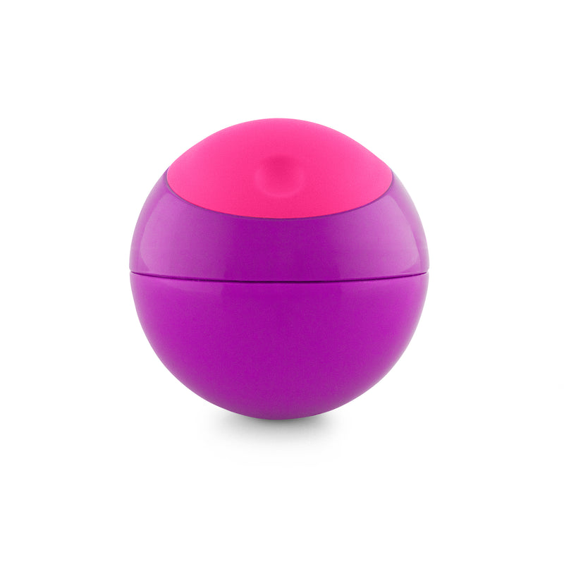 Esfera contenedor de snacks rosa con morado. Snack ball